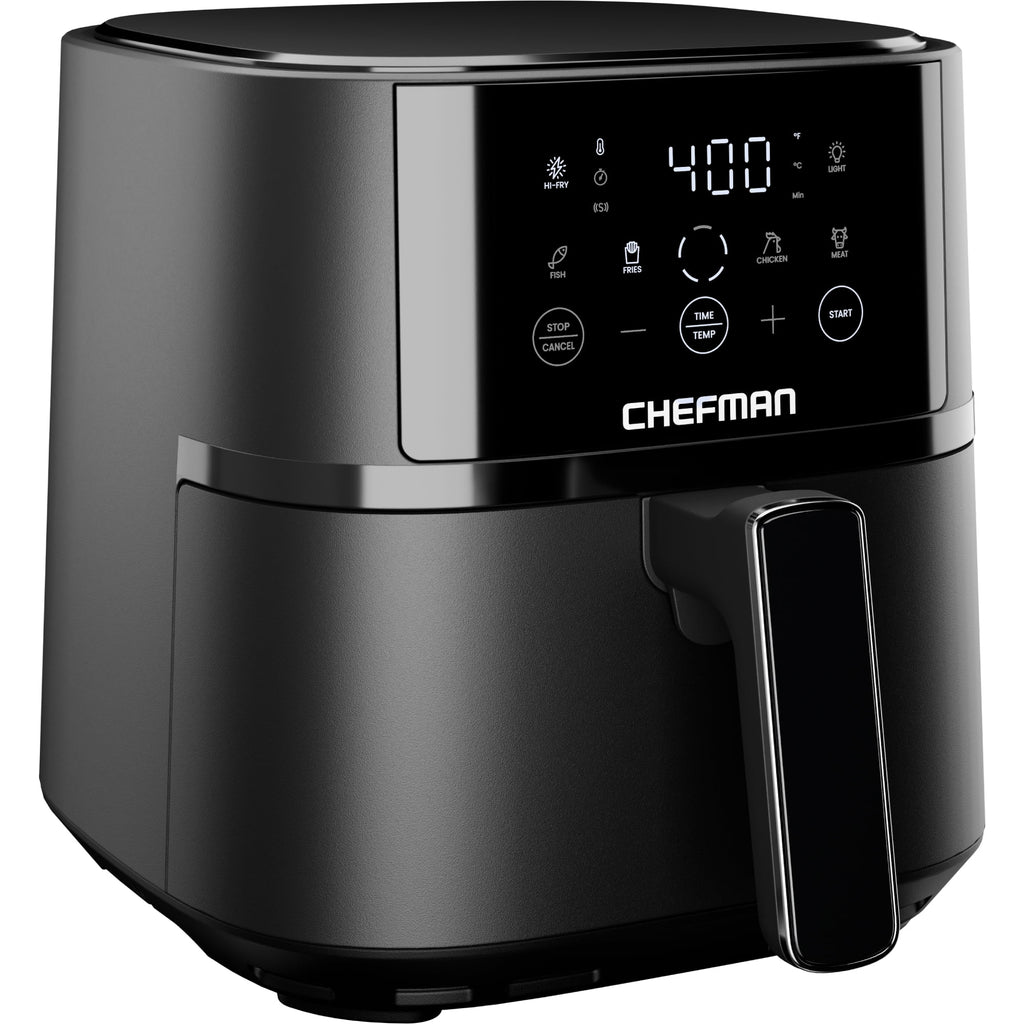 Chefman 4 Qt Compact Digital Touch Air Fryer w/ Hi-Fry & Shake Reminder - Black