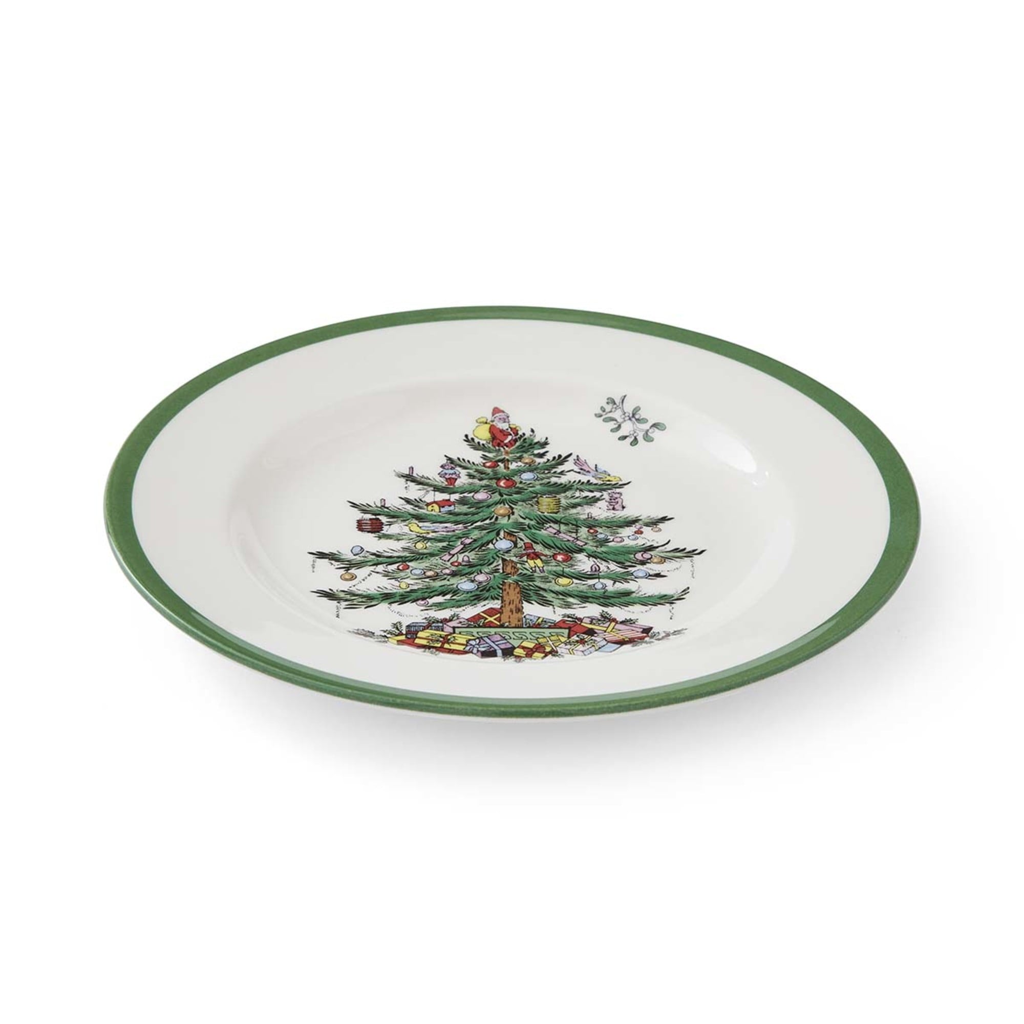 Spode Christmas Tree 8 Inch Salad Plates, Set of 4 - Holiday Earthenware Tableware Gift, Festive Small Dinner Plate for Sides, Appetizers, Starters - Made in England, Dishwasher, Oven, Microwave Safe
