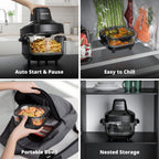 AIRMSEN Portable Glass Air Fryer, 4.8QT & 1.3QT Non-Toxic Glass Bowls, Max 450°F, 4 Preset Modes with Adjustable Time & Temp, Dishwasher-Safe, 1500W
