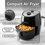 OVENTE Compact Air Fryer for Healthy and Oilless Cooking, 3.2 Qt Nonstick & Dishwasher Safe Basket, 1300W Electric Cooker w/ Adjustable Temperature Control, 30Min Timer & Auto Shutoff, FAM11320B