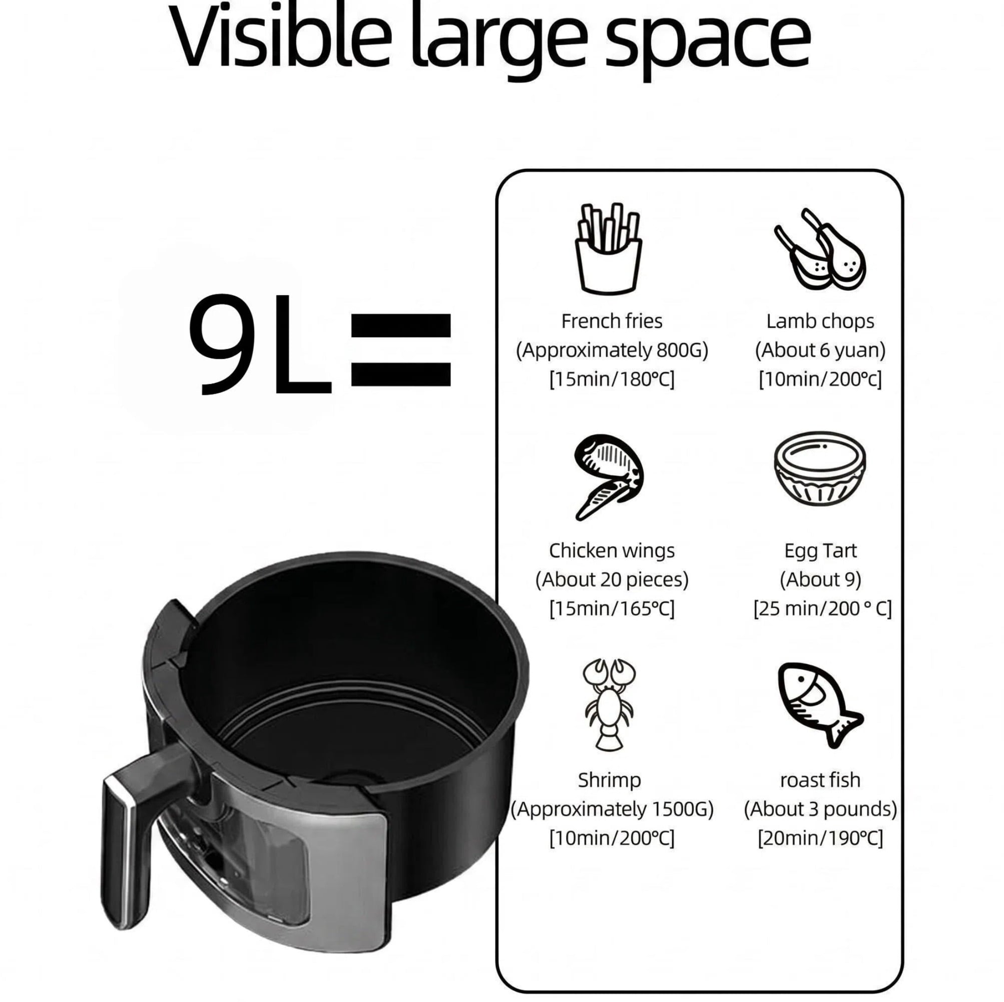 Asoricing Air Fryer, Compact Airfryer for Quick & Easy Meals in Minutes, Touchscreen Controls, Nonstick, 1500W, 9L, Black