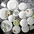 Gibson Home Noble Court Ceramic Dinnerware Set in White, Set of 30