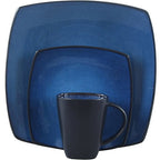 Gibson Home Soho Lounge Square Stoneware 16 Piece Dinnerware Set, Blue