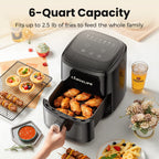 Casualife Air Fryer 6 Qt Max 400F for Cooking, 6 Presets Fry Touch Panel Compact Countertop, New Black
