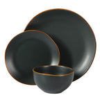 Gibson Home Hazeltine 12-Piece Matte Black Ceramic Dinnerware Set