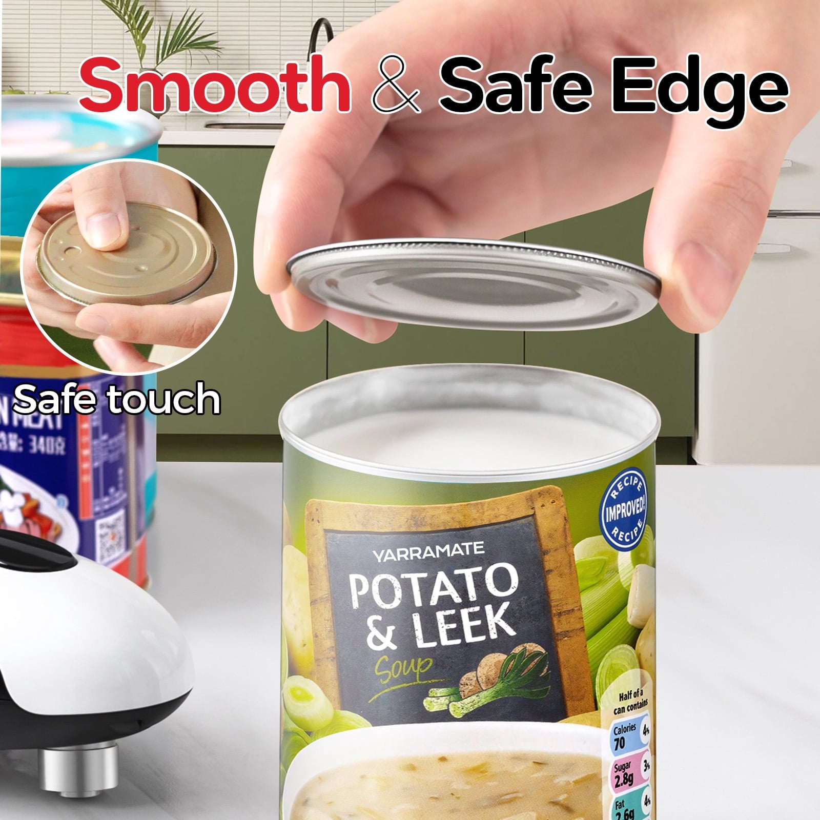 YARRAMATE Electric Can Opener, One-Touch Rechargeable Automatic Can Opener Fits All Cans Sizes-Smooth Edge for Kitchen with Storage Bag Portable for Travel