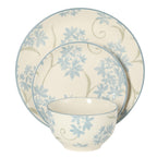 Gibson Home Admiral Hall 12-Piece Matte Stoneware Dinnerware Set – Dinner Plates, Salad Plates & Bowls with Blue Floral Pattern, Durable Everyday Dish Set, Microwave & Dishwasher Safe