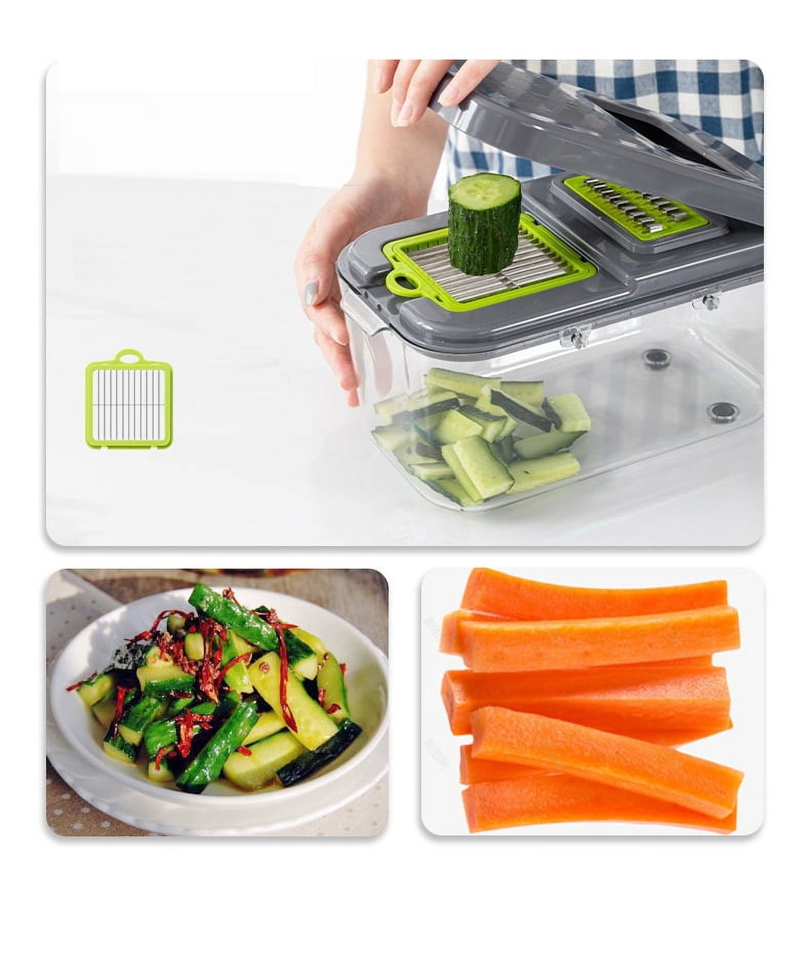 22-in-1 Vegetable Slicer Cutter Machine with Colander Basket, Multifunctional Durable Chopper for Fruits, Garlic, Zoodles, Cheese, Salad Prep, Easy-to-Clean Kitchen Gadget, High-Quality BPA-Free
