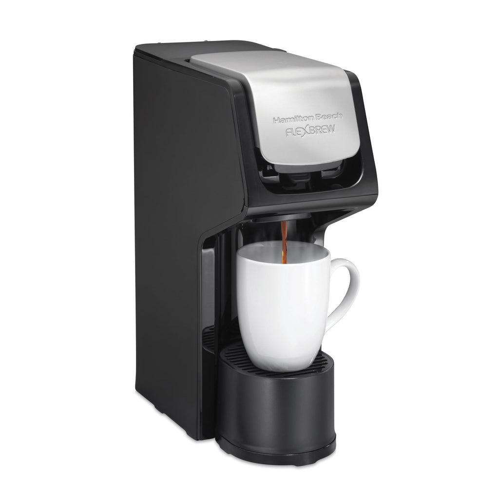 Hamilton Beach FlexBrew Sinlge Serve Coffee Maker, K Cup Pod Compatible & Grounds, 14 oz. Reservoir, Black