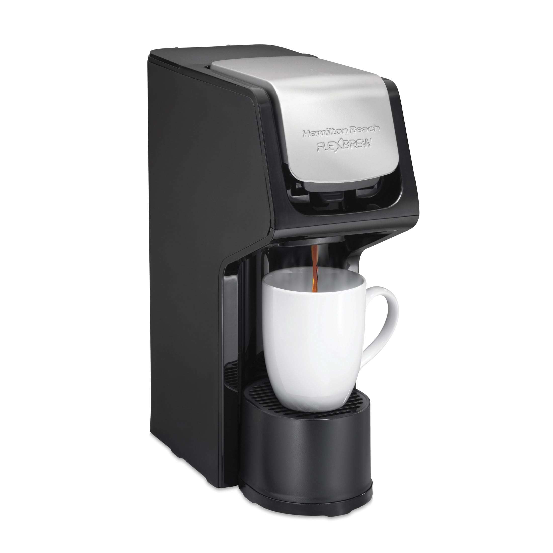 Hamilton Beach FlexBrew Sinlge Serve Coffee Maker, K Cup Pod Compatible & Grounds, 14 oz. Reservoir, Black
