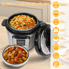 6.5 Quart Electric Pressure Cooker, 16-in-1 Multi-Functional Slow Cooker, Rice Cooker, Saute Pan, Soup Pot, Egg Cooker, Warmer, Preset Cooking, Stainless Steel