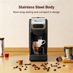 Coffee Maker 3-in-1 Single Serve Coffee Machine, for K-Cup Coffee Capsule Pod, Ground Coffee Powder Brewer, Stainless Steel Design, Sliver