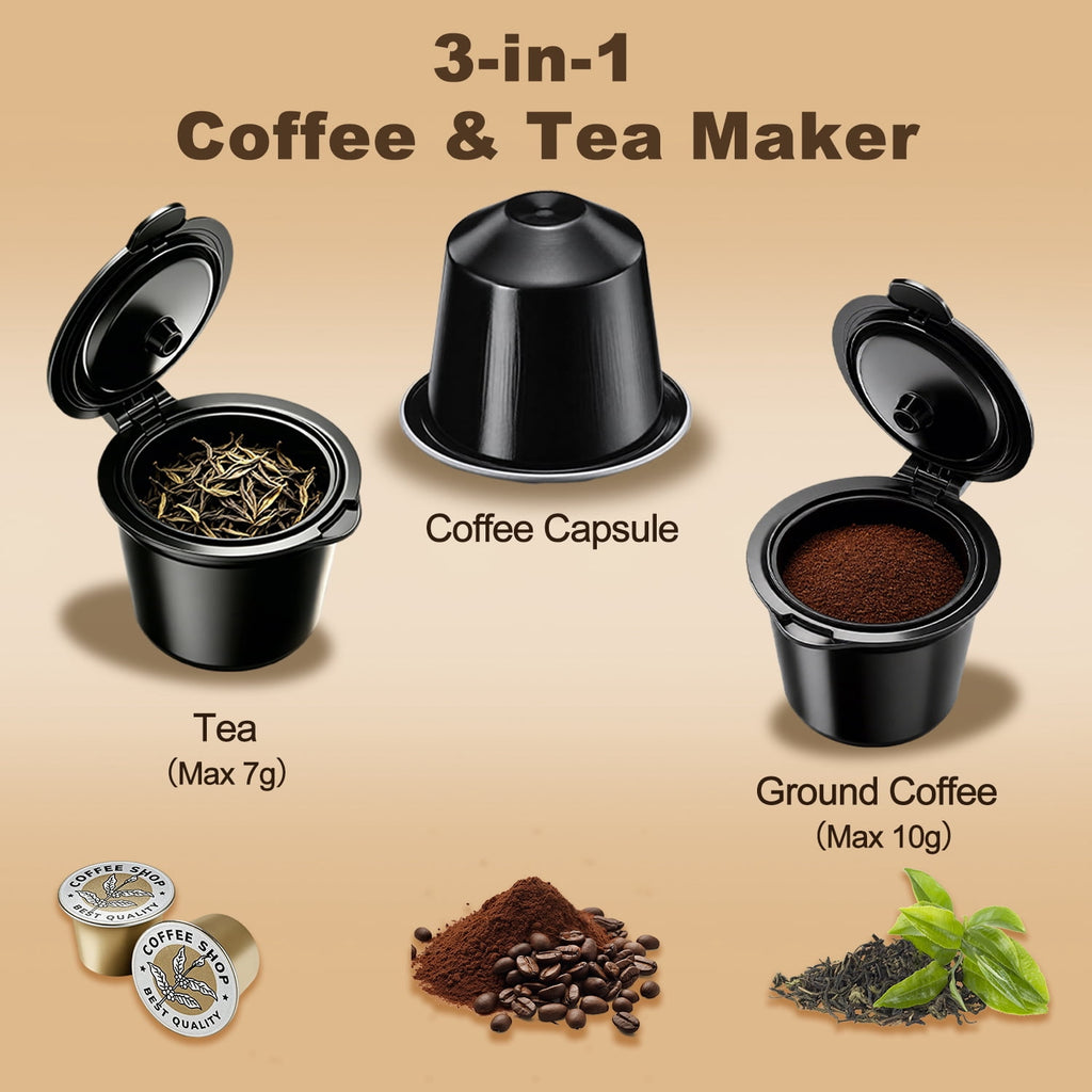 Bluebow Single Serve Coffee Maker, 6-12oz Brew Size for K Cup Pod & Ground Coffee& Tea, Fast Brew One Cup Small Coffee Machine  for Home and Travel, Black