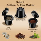 Bluebow Single Serve Coffee Maker, 6-12oz Brew Size for K Cup Pod & Ground Coffee& Tea, Fast Brew One Cup Small Coffee Machine  for Home and Travel, Black