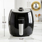 OVENTE Compact Air Fryer for Healthy and Oilless Cooking, 3.2 Qt Nonstick & Dishwasher Safe Basket, 1300W Electric Cooker w/ Adjustable Temperature Control, 30Min Timer & Auto Shutoff, FAM11320B