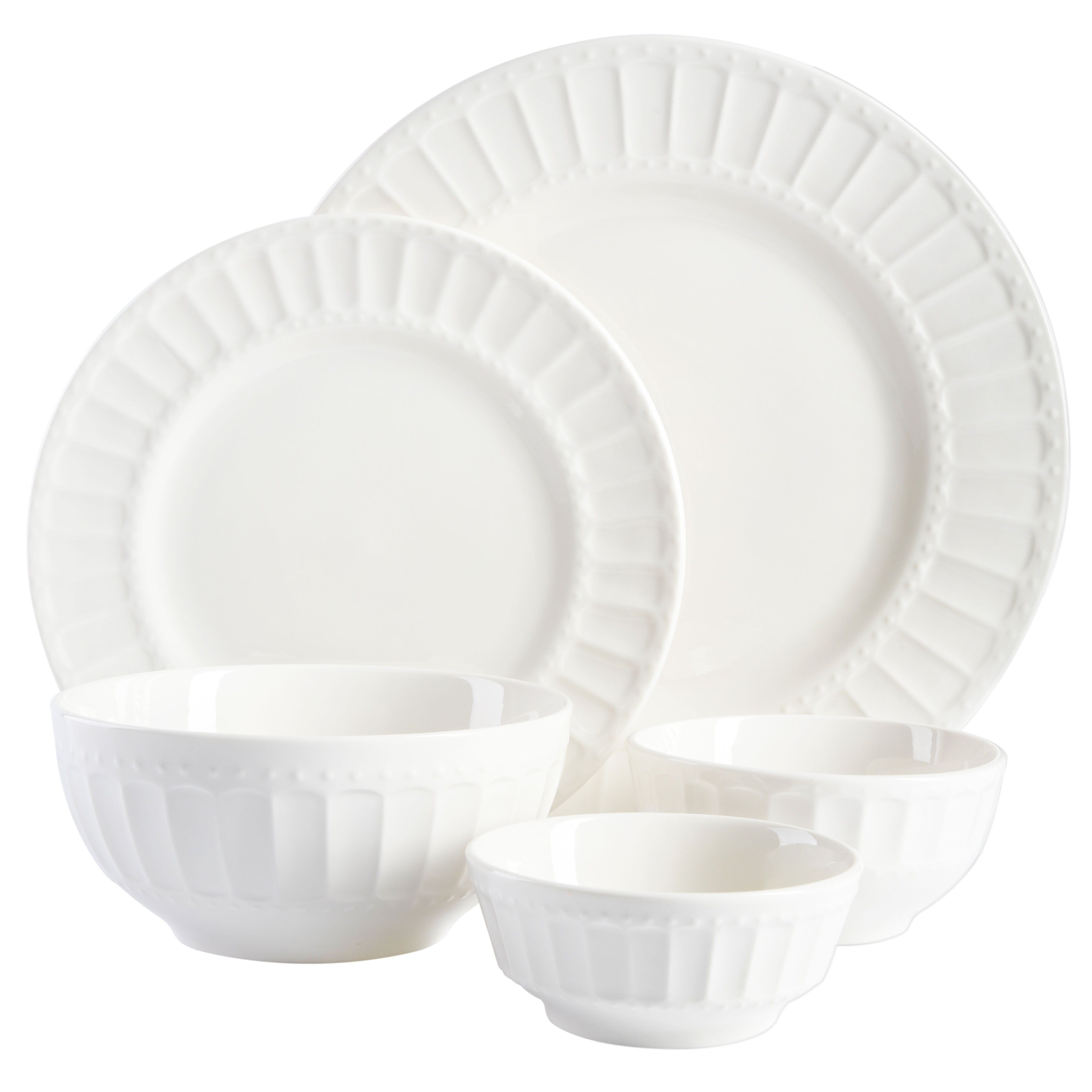 Gibson Home Gracious Dining Gourmet Expressions 40 Piece Embossed Porcelain Dinnerware Set