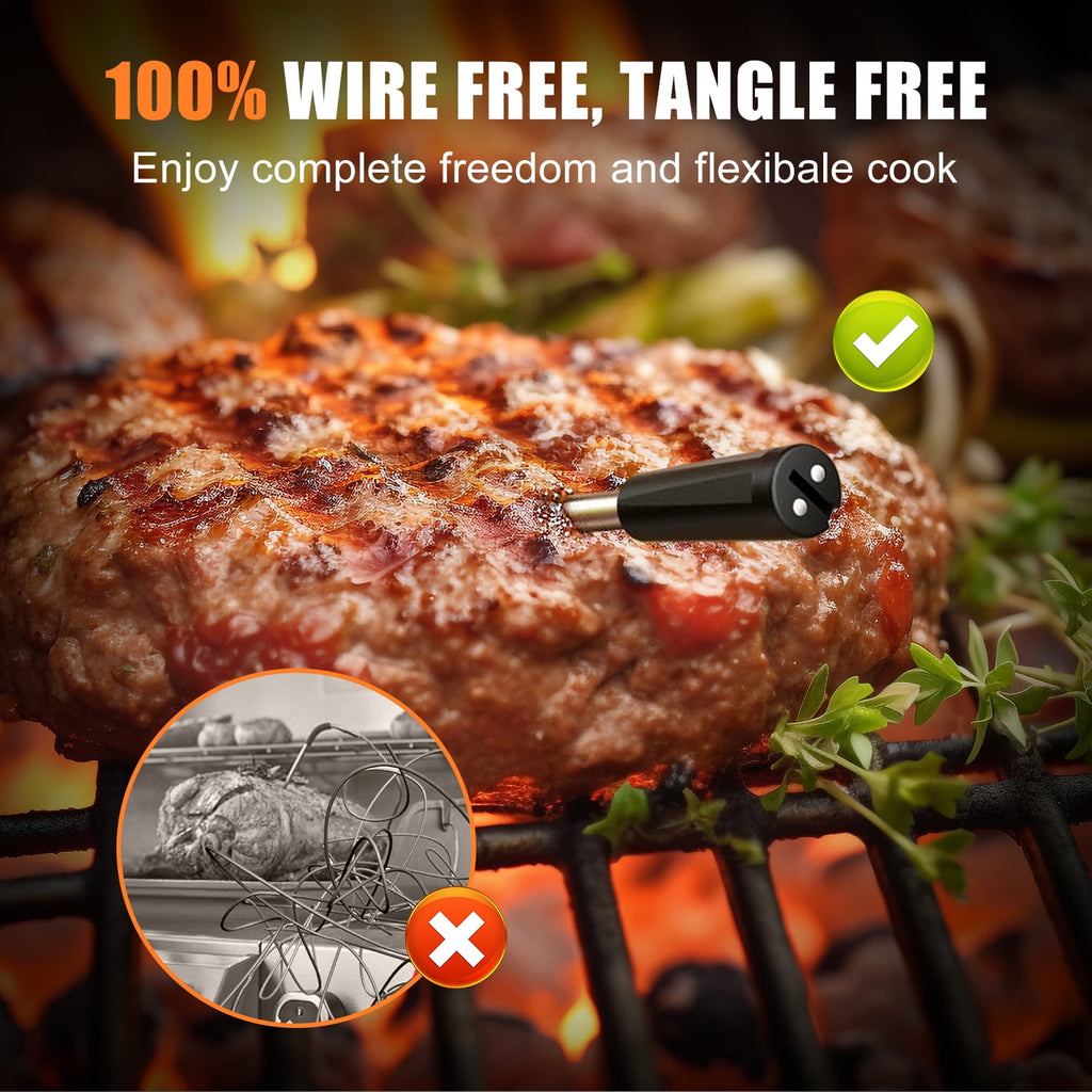INSMART Wireless Smart Meat Thermometer,330FT Bluetooth Range,100% Waterproof,Precision Cooking Grilling,Multi Sensors,for BBQ,Oven,Grill,Kitchen,Smoker, Rotisserie Turkey Beef/iOS & Android App