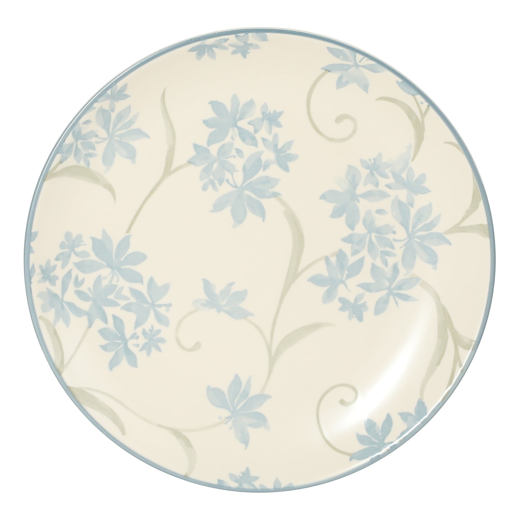 Gibson Home Admiral Hall 12-Piece Matte Stoneware Dinnerware Set – Dinner Plates, Salad Plates & Bowls with Blue Floral Pattern, Durable Everyday Dish Set, Microwave & Dishwasher Safe