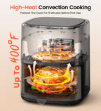 Suodoka 10 in 1 Air Fryer 6 Qt Capacity, Compact Countertop with Nonstick Basket, 400F Air Crisp