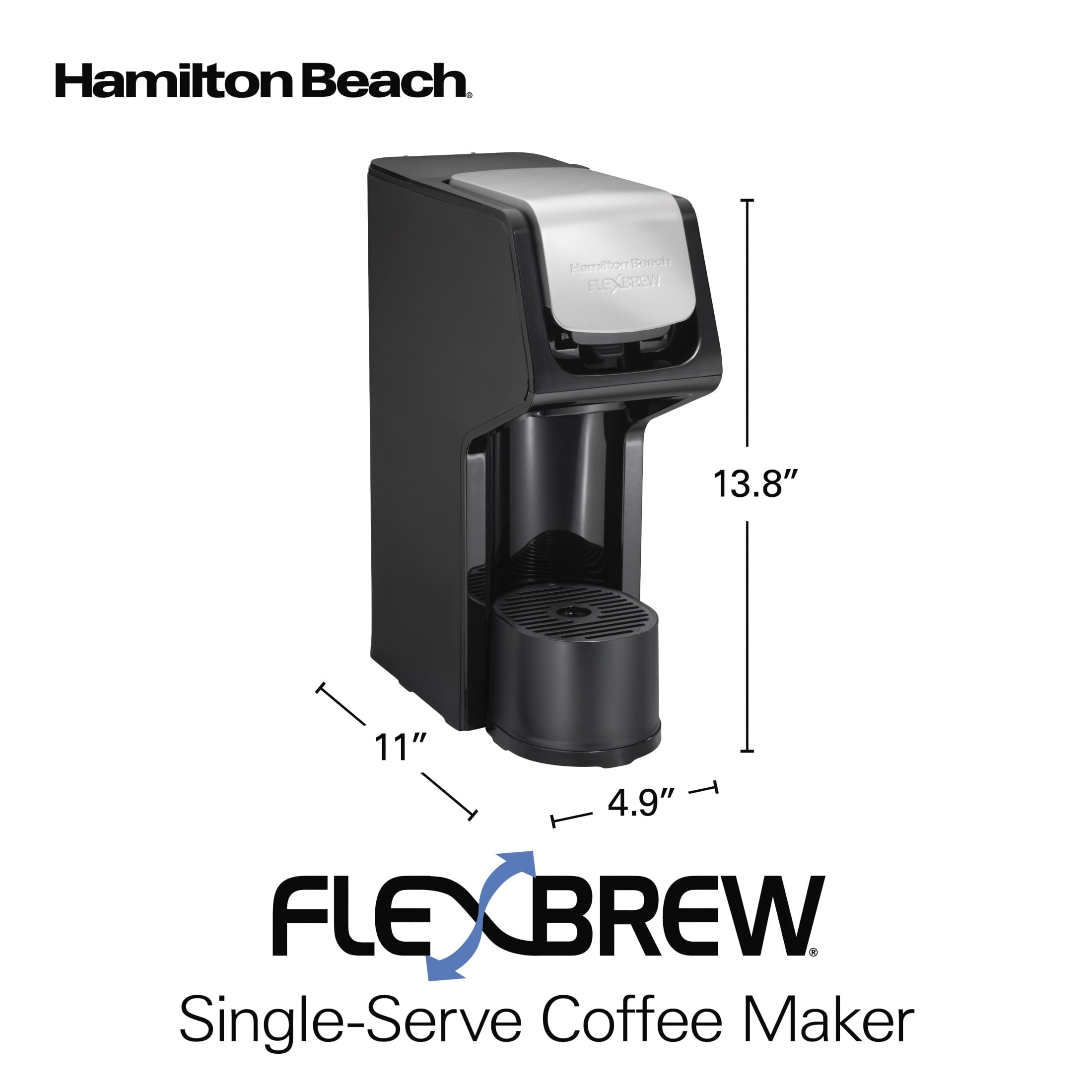 Hamilton Beach FlexBrew Sinlge Serve Coffee Maker, K Cup Pod Compatible & Grounds, 14 oz. Reservoir, Black