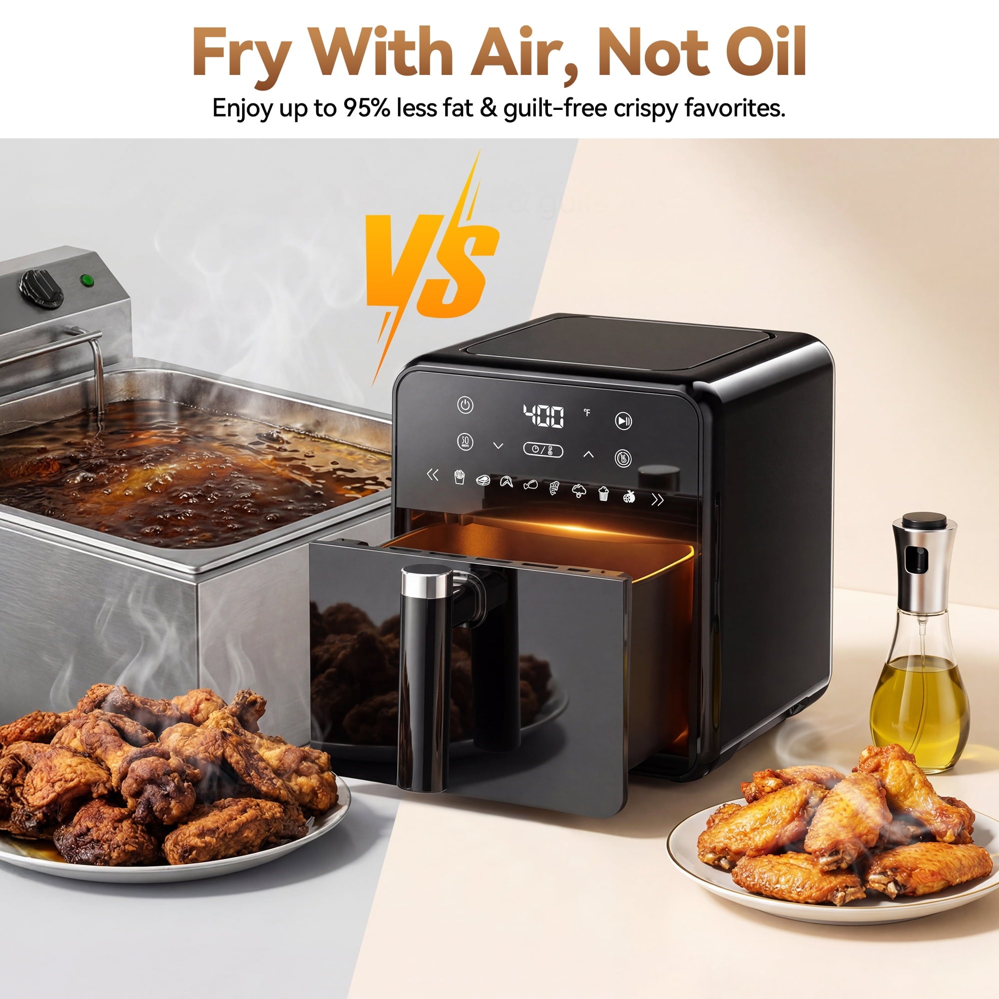 Air Fryer 4.3QT Toaster Oven, Kitchen Appliances with 8 Cooking Presets, 8-in-1 Max Crisp, Air Fry, Roast, Bake, Reheat and Dehydrate, 140°–400°F, Precise Heating Even Results for Kitchen