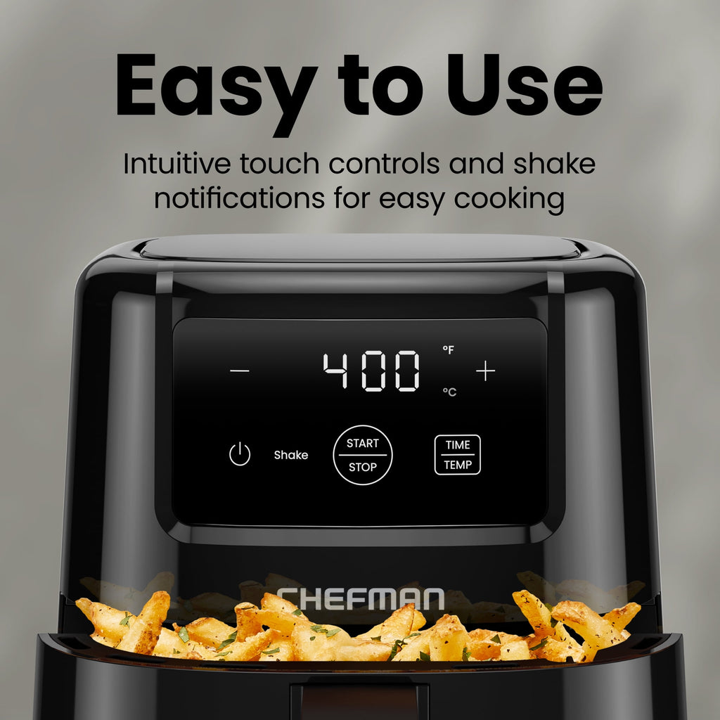 Chefman 2 Qt Compact Air Fryer w/ Digital Display and Shake Reminder - Black