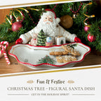Spode Christmas Tree Gold Collection Figural Santa Dish, 12.25-Inch Holiday Décor Candy Bowl - Fine Earthenware with 22-Karat Gold Accents, Christmas Mantel Decoration & Holiday Tableware