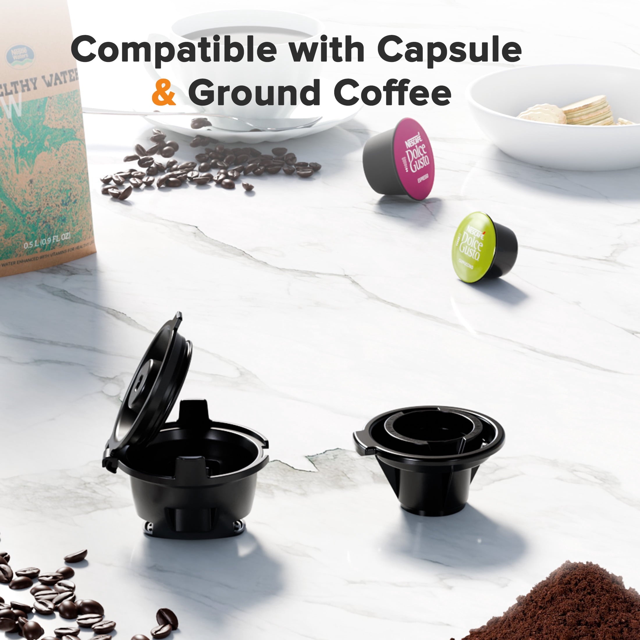 Auseo Single Serve Coffee Maker for K-Cup & Grounds, One Cup Kcup Coffee Machine Hot & Iced ,5 Brew Sizes (6-14 Oz), Fast & Easy Cleaning , Perfect for Home/Office