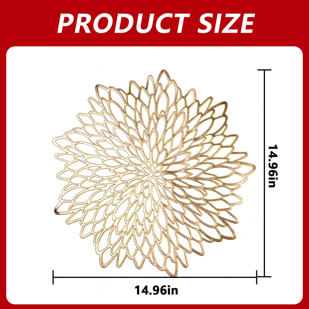 Arcticwind 10-Pack Gold Furonghua PVC Placemats 15 inch Table Place Mats Bulk Decorative Washable and Wipeable Kitchen Place Mat for Table Settings Holiday Wedding Dinner Table Decoration Mat