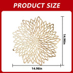 Arcticwind 10-Pack Gold Furonghua PVC Placemats 15 inch Table Place Mats Bulk Decorative Washable and Wipeable Kitchen Place Mat for Table Settings Holiday Wedding Dinner Table Decoration Mat