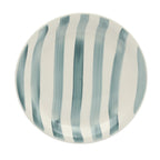 Gibson Home Kenwood Shores 16 Piece Stoneware Dinnerware Set, Hand-Painted Plates and Bowls, Service for 4 - Blue Striped