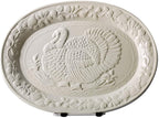OVENTE Ceramic Oval Turkey Platter, White P4565W | Holiday Serving Plate for Thanksgiving & Christmas Dinner, Fall Table Centerpiece Tray for Entertaining, Easy-Clean