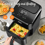DEIME Air Fryer 4 Qt, Small Airfryer Digital Space Saving Compact, Bake, Reheat, Roasts for Quick Easy Meals, Mini Compact & Quiet, Nonstick & Dishwasher Safe Basket (Black)
