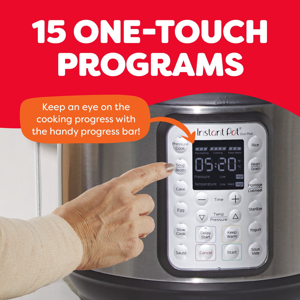 Instant Pot 6Qt Duo Plus 9-in-1 Multicooker, Pressure Cooker, Slow Cook, Rice Maker, Steamer, Sauté, Yogurt, Warmer & Sterilizer, Stainless Steel, 6 Quarts
