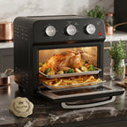 Plum Chef 13-Quart Compact Air Fryer Toaster Oven, 2-Layer Efficient Cooking, Space-Saving Countertop Oven for Dorms, Apartments & Small Families, 1300W, Black