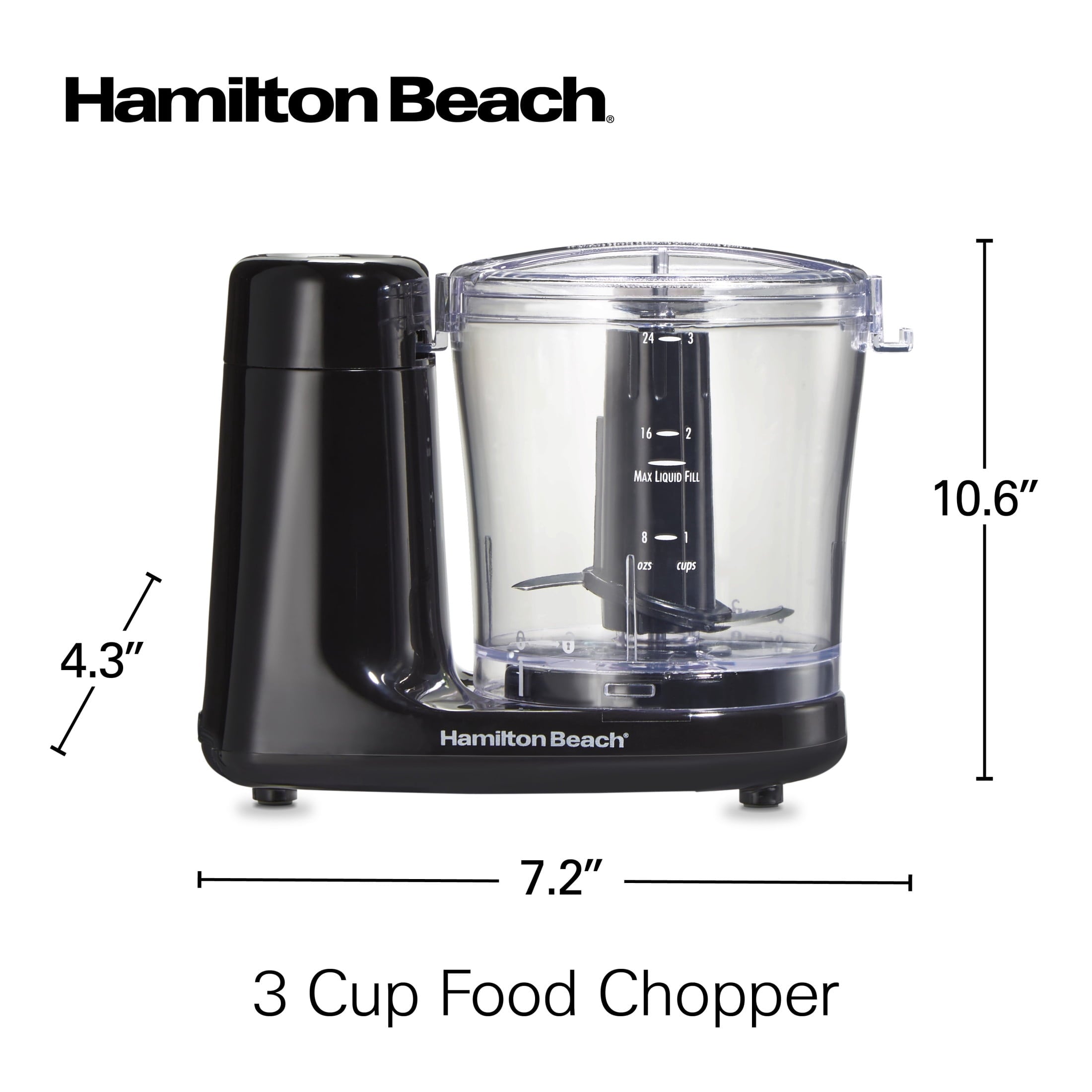Hamilton Beach Electric Food Chopper & Mini Food Processor, 3-Cup, Black