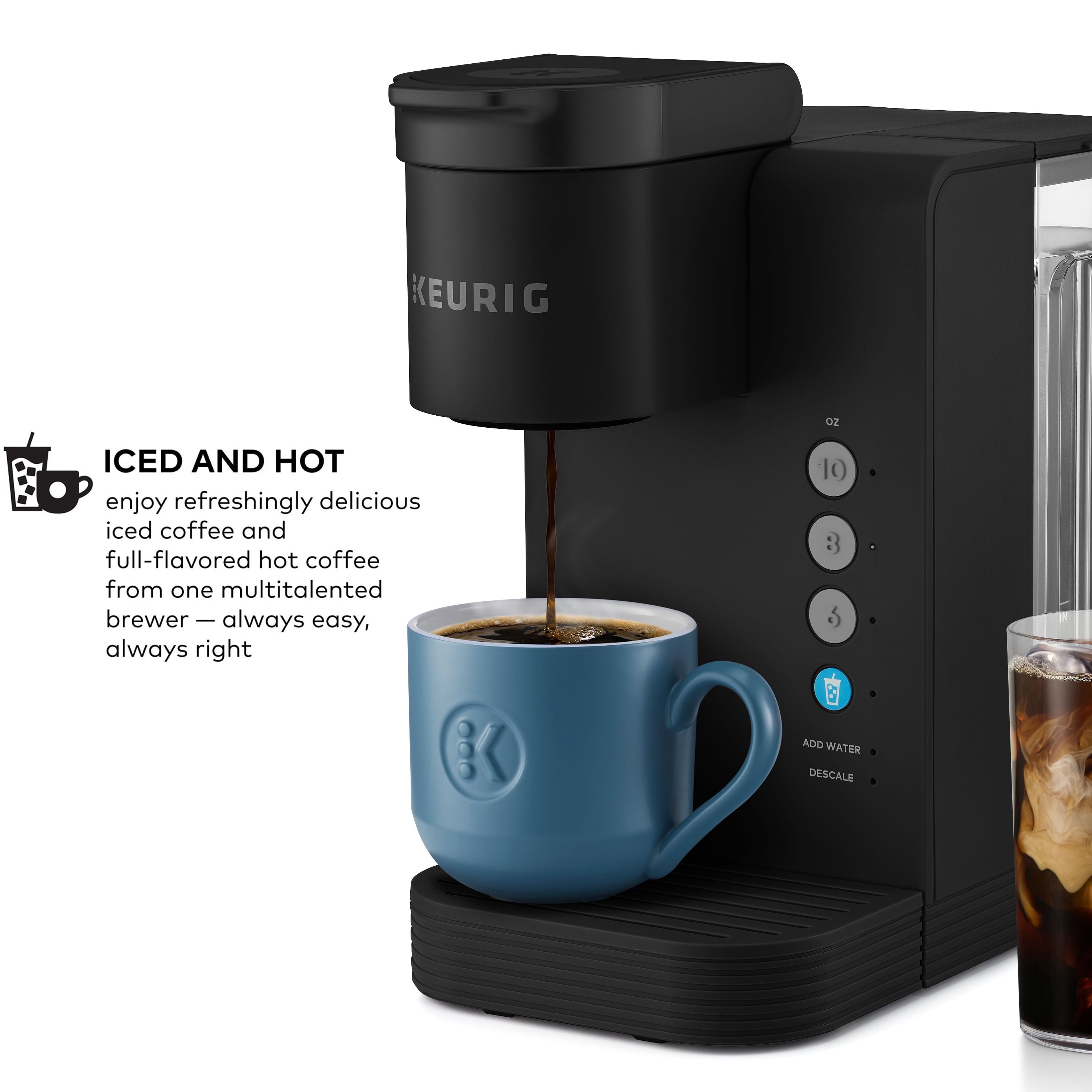 Keurig K-Express Essentials Plus, Iced and Hot Single-Serve K-Cup Pod Coffee Maker, Black