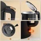 Consiwa Electric Kettle, Double Wall 1.7L Stainless Steel Cool Touch, Water Boiler & Heater, 1500W Hot Tea Pot, Black
