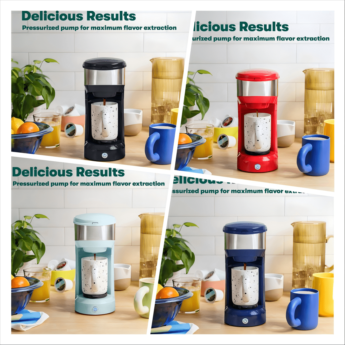 Compact Single Serve Coffee Maker - Brews and Ground Coffee, 6-14oz Reservoir, Space-Saving Design for Home or Office - Perfect for Small Kitchens