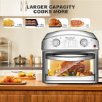 Plum Chef 13QT Air Fryer Toaster Oven Combo, Compact Stainless Steel Countertop Oven for 1-3 People, 1500W with Oil-Free Cooking, Easy to Clean, Space Saving, Sliver