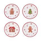 Bico Traditional Christmas Gingerbread Man Ceramic Holiday Dinner Bowls Set of 4, 35oz, for Pasta, Salad, Soup, Microwave & Dishwasher Safe, Scratch Resistant