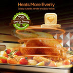 Plum Chef 13-Quart Air Fryer Toaster Oven Combo, Compact 5-in-1 Countertop Convection Oven with 2-Layer Cooking, 1300W Oil-Less Healthy Cooker, Classic Black