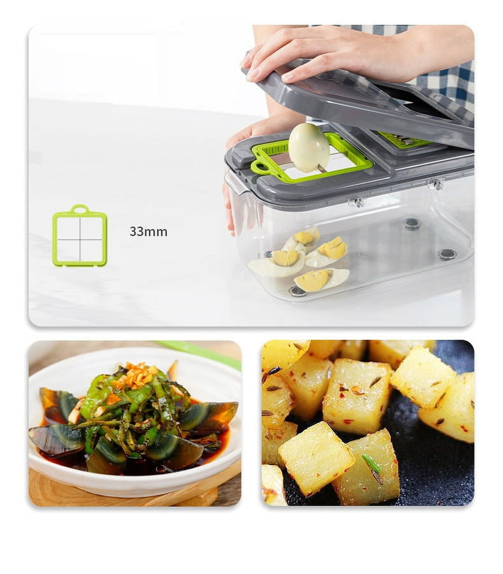22-in-1 Vegetable Slicer Cutter Machine with Colander Basket, Multifunctional Durable Chopper for Fruits, Garlic, Zoodles, Cheese, Salad Prep, Easy-to-Clean Kitchen Gadget, High-Quality BPA-Free