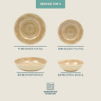 Gibson Home Casper Court 16-Piece Melamine Dinnerware Set – Reactive Glaze Look - Service for - Beige
