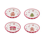Bico Traditional Christmas Gingerbread Man Ceramic Holiday Dinner Bowls Set of 4, 35oz, for Pasta, Salad, Soup, Microwave & Dishwasher Safe, Scratch Resistant