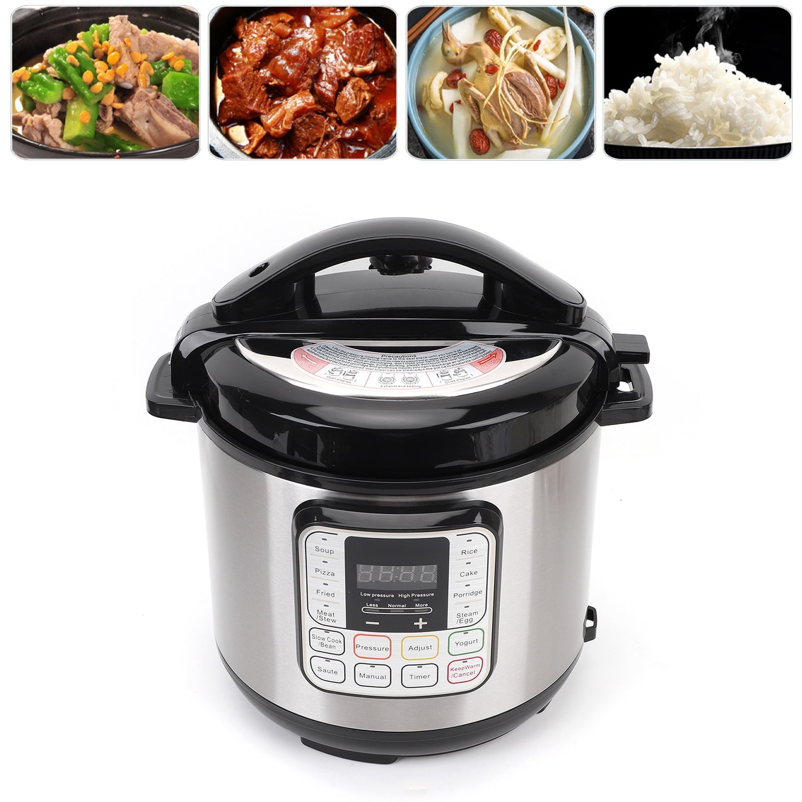 6.5 Quart Electric Pressure Cooker, 16-in-1 Multi-Functional Slow Cooker, Rice Cooker, Saute Pan, Soup Pot, Egg Cooker, Warmer, Preset Cooking, Stainless Steel