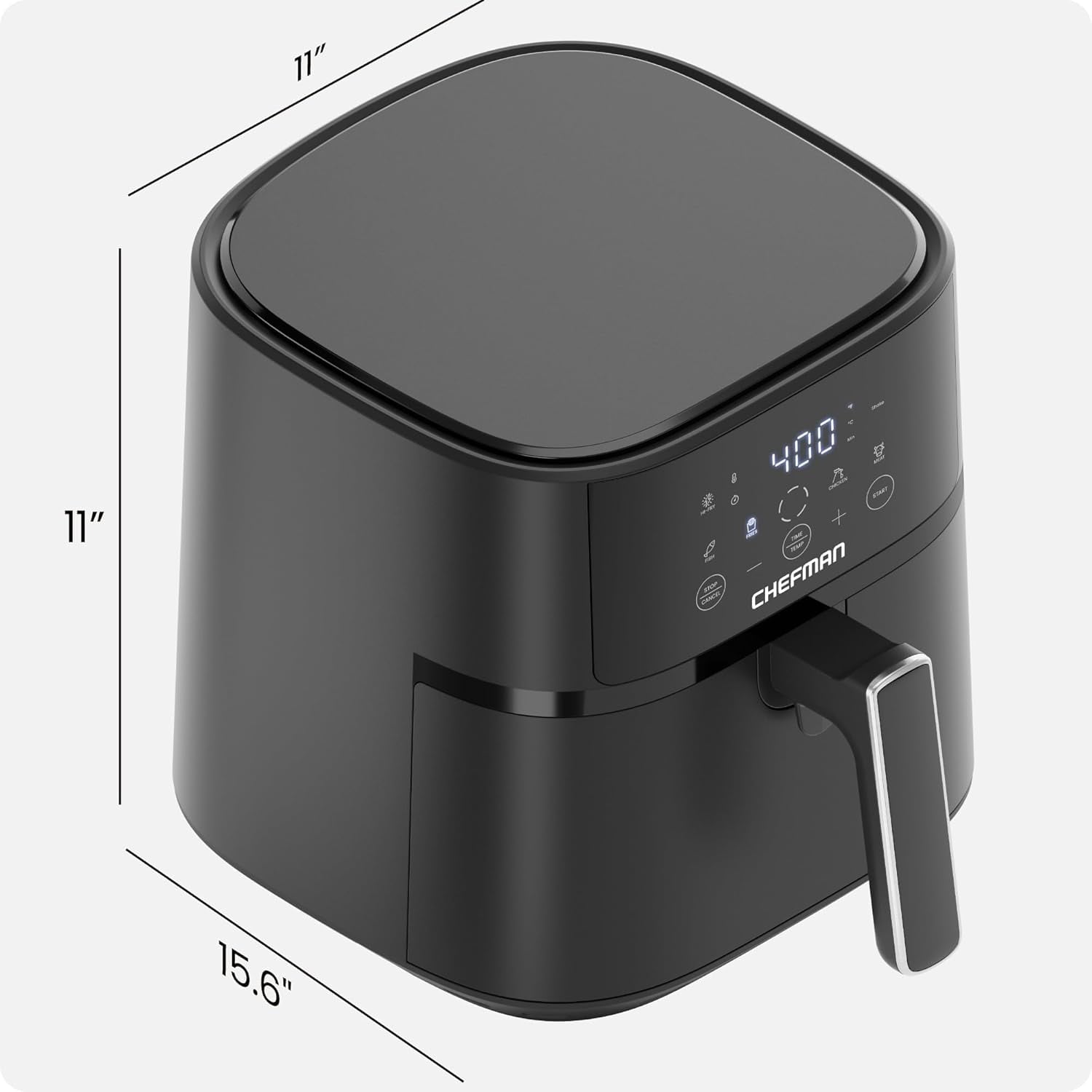 Chefman 6 Qt Compact Digital Touch Air Fryer w/ Hi-Fry & Shake Reminder - Black