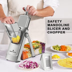 ONCE FOR ALL 5-in-1 Vegetable Slicer with Container - Adjustable Mandoline Chopper, Slicer, Dicer, Grater for Kitchen, Stainless Steel with 0.1-8mm Thickness & Dishwasher Safe Food Prep Tool