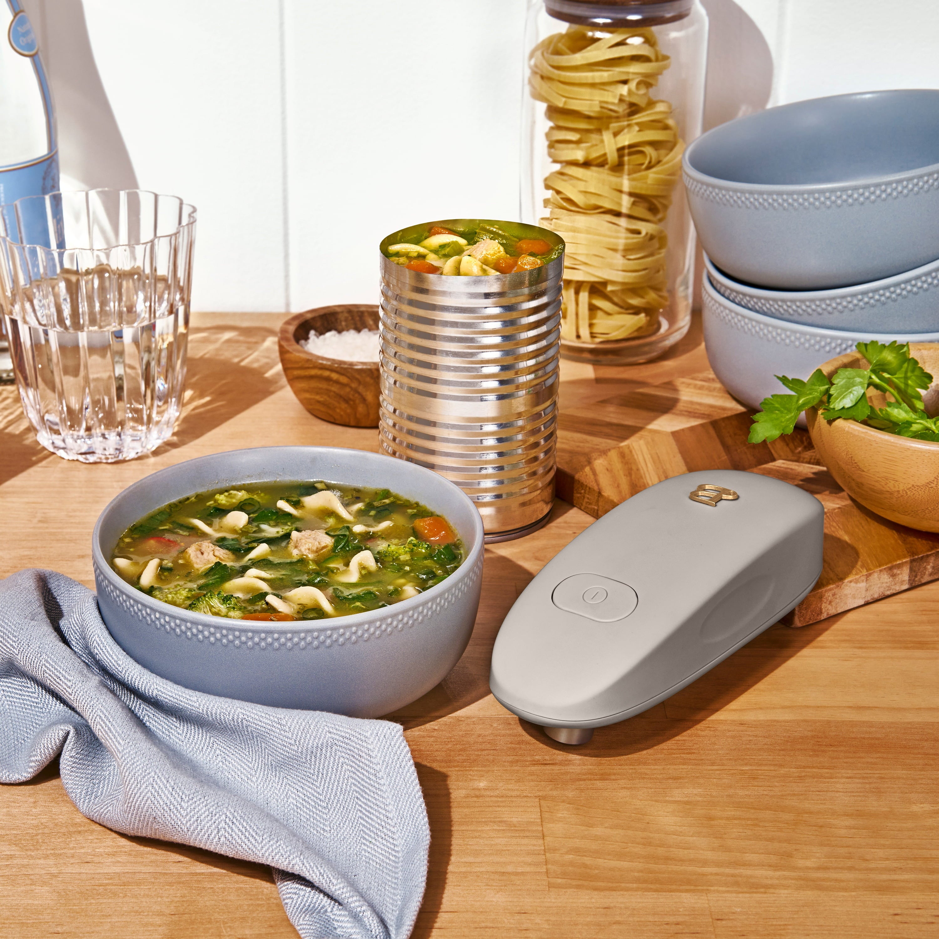 Beautiful Hands-Free Battery Operated Electric Can Opener, Porcini Taupe by Drew Barrymore