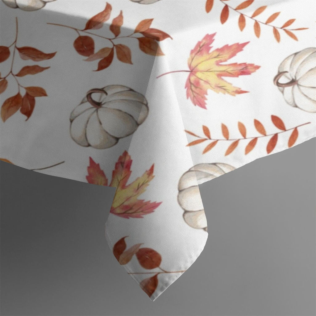 Autumn Leaves Tablecloth Rectangle 60x102 Inch, Fall Printed Table Cover with Harvest Plaid - Wrinkle Resistant Fabric for Thanksgiving & Holiday Dining Decor